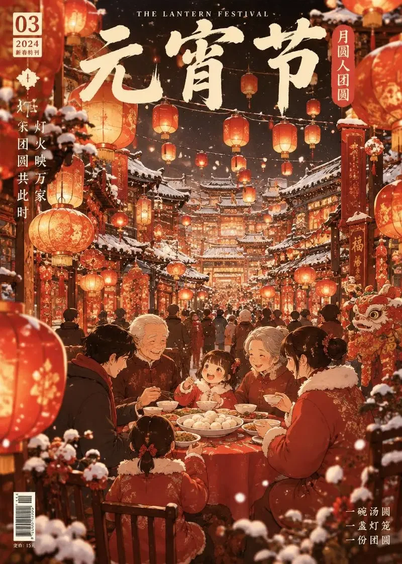 上元灯火与团圆席 同人漫画封面海报